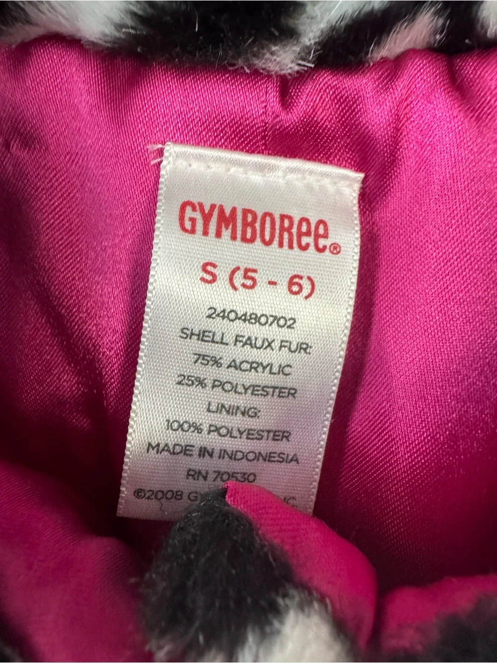 Gymboree Wild One Faux Fur Zebra Stripe Crop Coat Jacket small 5/6